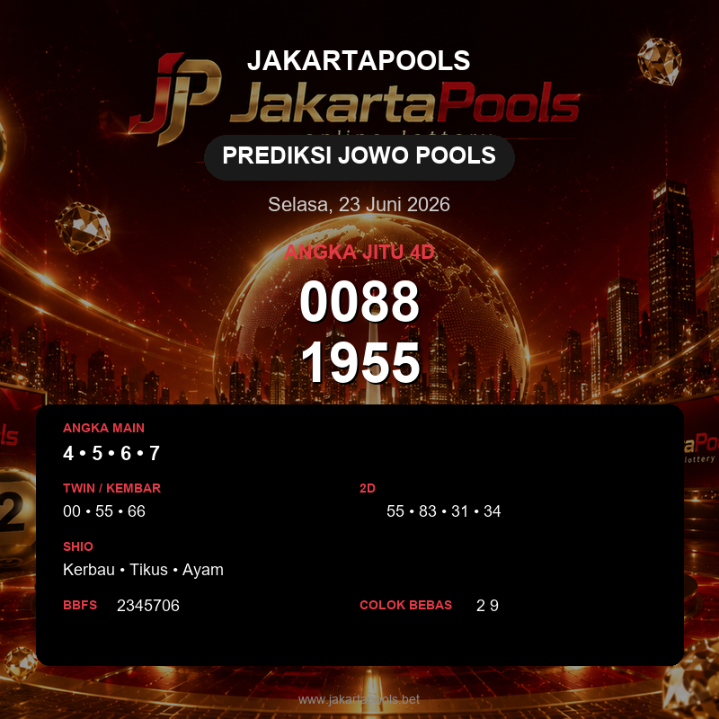 Prediksi togel Jowo Pools hari ini lengkap 2D 3D 4D 23 Juni 2026