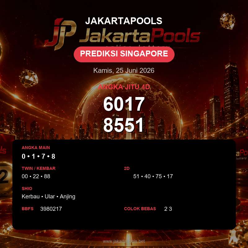 Prediksi togel Singapore hari ini lengkap 2D 3D 4D 25 Juni 2026