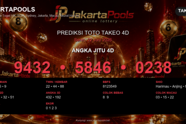 Prediksi togel Takeo 4D hari ini lengkap 2D 3D 4D 22 Juni 2026