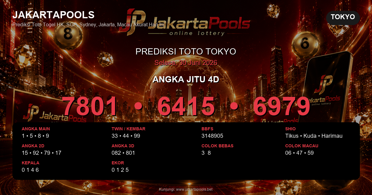 Prediksi togel Tokyo hari ini lengkap 2D 3D 4D 30 Juni 2026