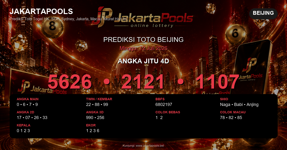 Prediksi togel Beijing hari ini lengkap 2D 3D 4D 12 Juli 2026