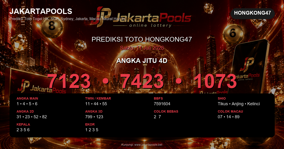 Prediksi togel Hongkong47 hari ini lengkap 2D 3D 4D 11 Juli 2026