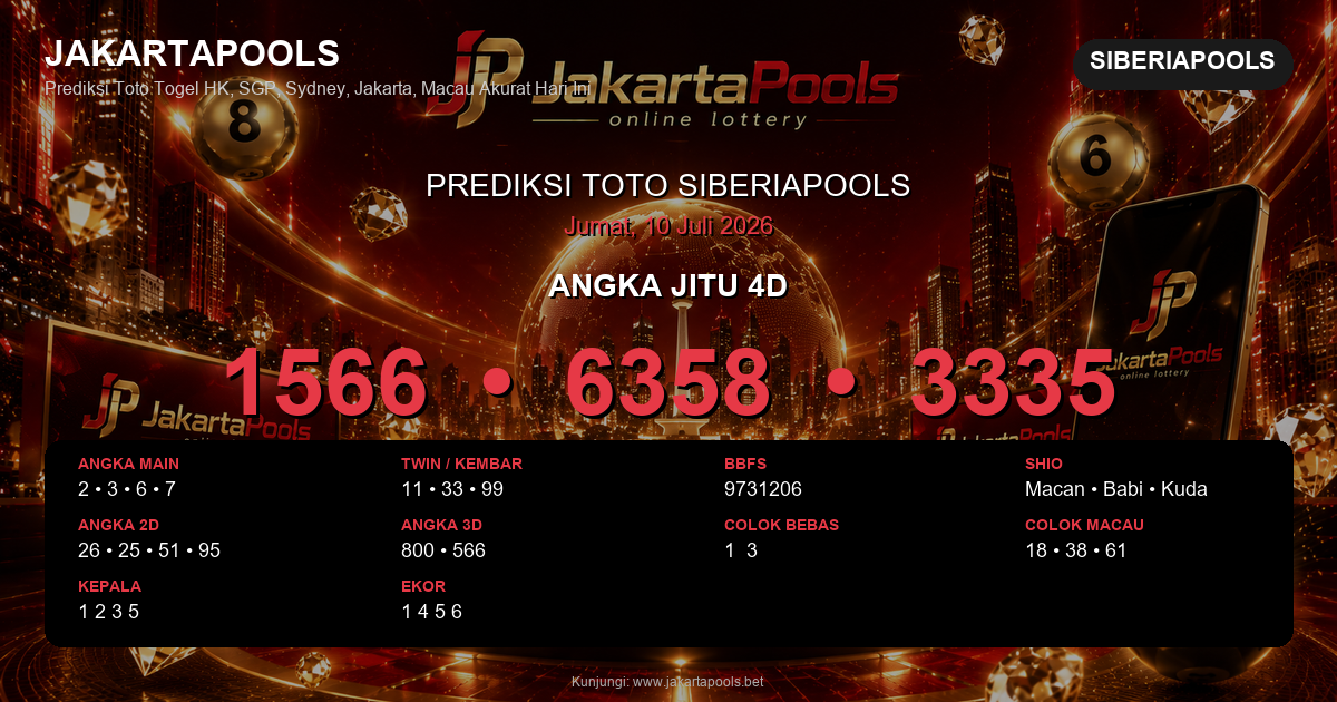 Prediksi togel SiberiaPools hari ini lengkap 2D 3D 4D 10 Juli 2026